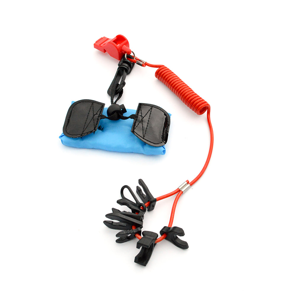 GenuineMarine-THALASSA Power Boat Hook Host Emergency Flameout Safety Key Switch, Outboard Engine Flameout Switch-4 Switch Keys + 1 Whistle + 1 Floating Watch - THALASSA