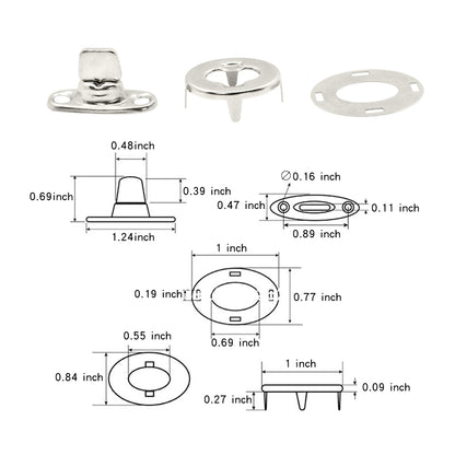 GenuineMarine-THALASSA 10pk Copper Screw Base Snaps, Turn Button,Buckle Elastic, Eyelet Canvas, Snap Fastener for Marine Boat Yacht Fixing Bimini - THALASSA