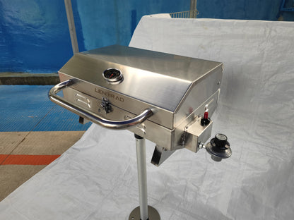 LENORAD Marine Stainless Steel Barbecue | 304 stainless steel+height-adjustable column | With thermometer/igniter | Suitable for yachts/sailboats/docks | Rustproof, durable and easy to clean