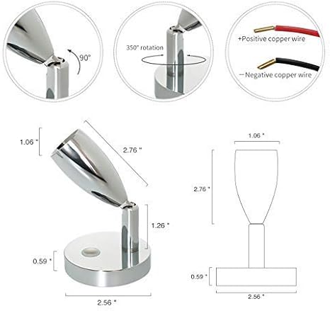 THALASSA RV 12V Reading Light Dimmable - Polished LED Berth Lights Book Lamp with Blue Circle Night Decorative Lighting Surface Mounted Near Bedside Under Cabinet in Trailer Boat Yacht Pack of 2