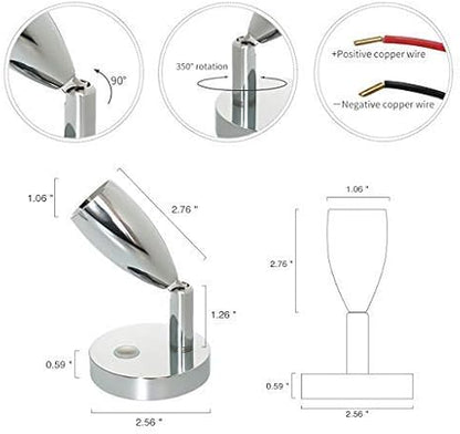 THALASSA RV 12V Reading Light Dimmable - Polished LED Berth Lights Book Lamp with Blue Circle Night Decorative Lighting Surface Mounted Near Bedside Under Cabinet in Trailer Boat Yacht Pack of 2