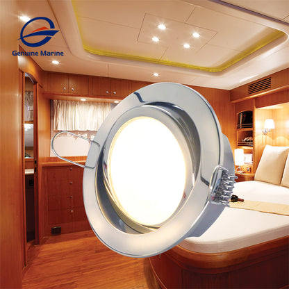 Genuine Marine 5W 250LM Yacht Recessed Ceiling Light Ultra Thin Warm light Downlight Stainless Steel Boat Light Boat LED Downlights GM-EP-L0117