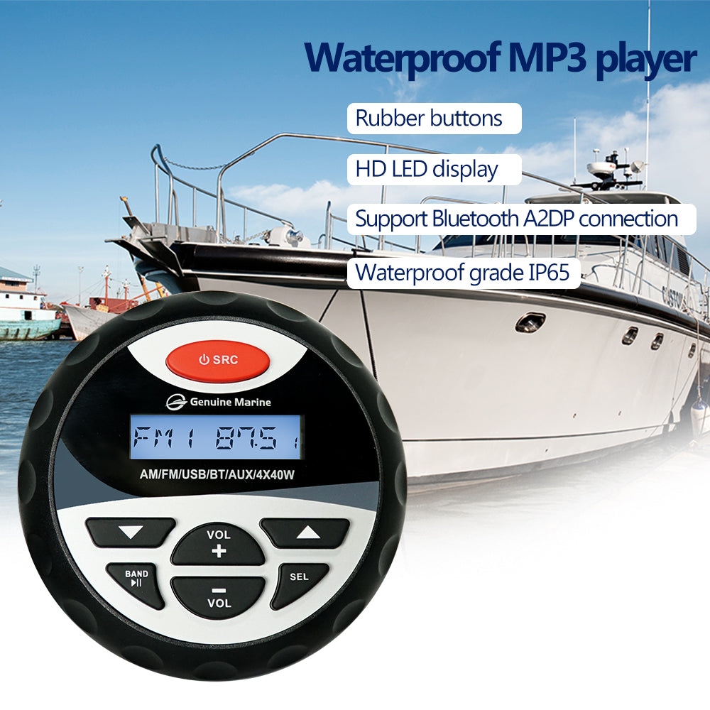 GenuineMarine-THALASSA IP65 Bluetooth Stereo, MP3/USB AM/FM Radio, Waterproof Digital Media Stereo Receiver with MP3 Player on Boats Yacht RVs - THALASSA