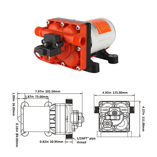 GenuineMarine-THALASSA Seaflo42 Series Diaphragm Pump 12V24V DC Booster Self-Priming Automatic Ship Water Pump for RV Yacht Boat - THALASSA