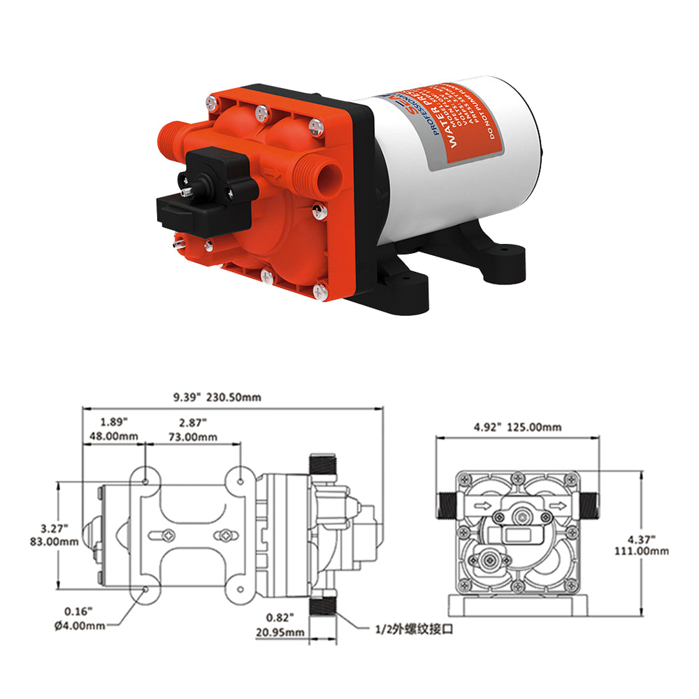 GenuineMarine-THALASSA Seaflo42 Series Diaphragm Pump 12V24V DC Booster Self-Priming Automatic Ship Water Pump for RV Yacht Boat - THALASSA