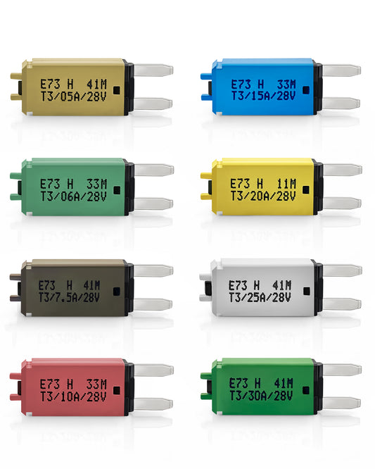 Nerites 8 Packs Resettable Fuse Mini ATM Blade Style Circuit Breaker Fuse 5A 6A 7.5A 10A 15A 20A 25A 30A(Mixed), 28V DC