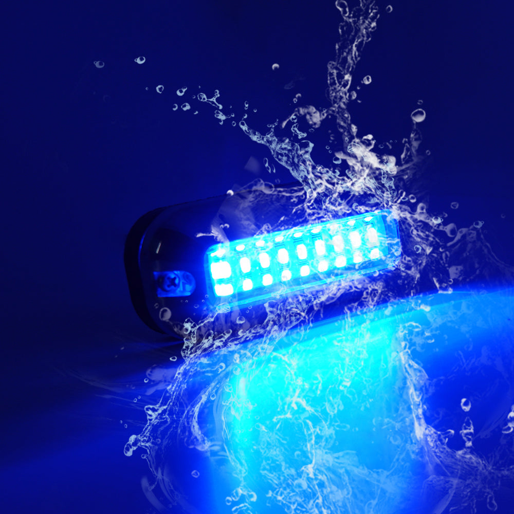 GenuineMarine-THALASSA Blue/Green/White IP68 Waterproof 3.7inch Underwater Lights, Mini 27LEDs Led Lights for Yacht Pontoon Sailboat Kayak Accent Bass Boat Vessel Fishing - THALASSA