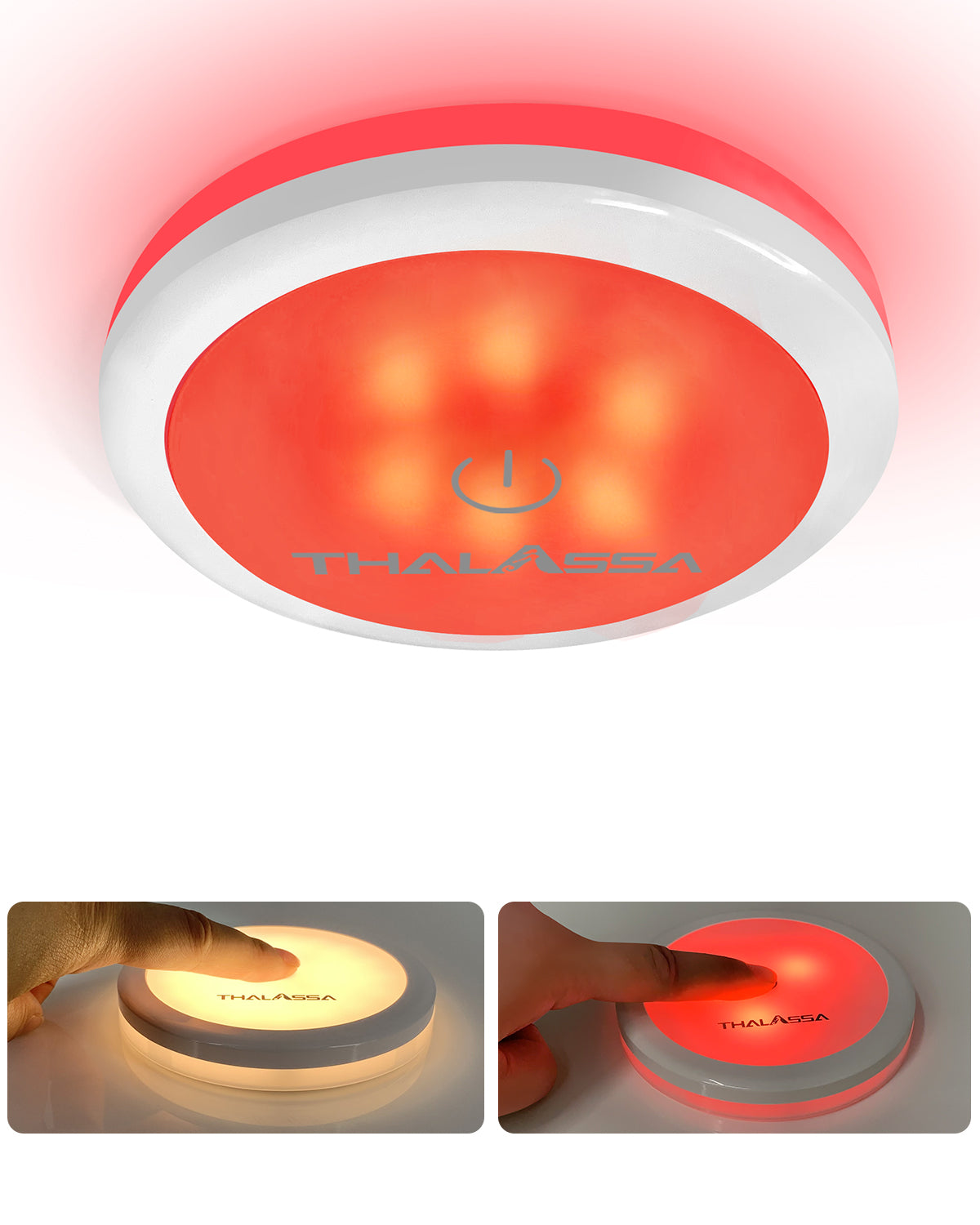 6W 12V Dual Color Touch Ceiling Light, 12 Volt led Lights for rv Interior, 12 Volt Ceiling Lights for rv Interior (White & Red) D106MM