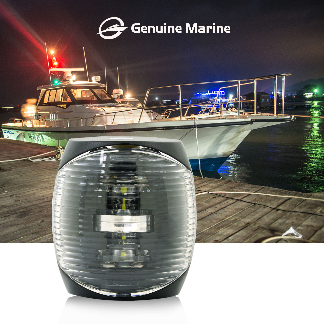 GenuineMarine 12V White LED 135° Signal Lamp Nagetive Light with US Coast Guard, ABYC A-16 and CE Certifications for Yacht Boat - THALASSA
