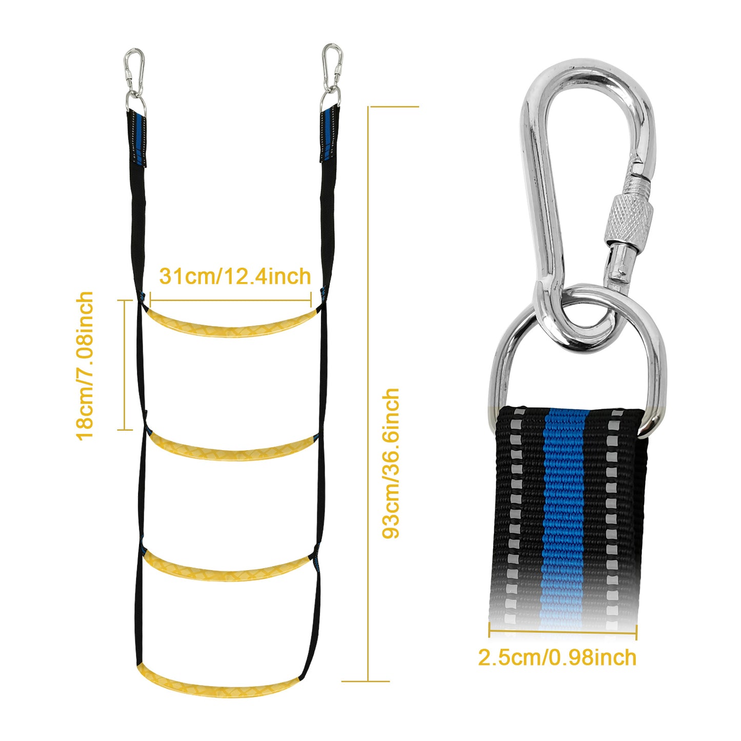 Boat Rope Ladder,Boarding Ladder 4 Steps Portable for Inflatable Boat,Sailboat,Kayak, Canoeing,Motorboat (4 Steps)