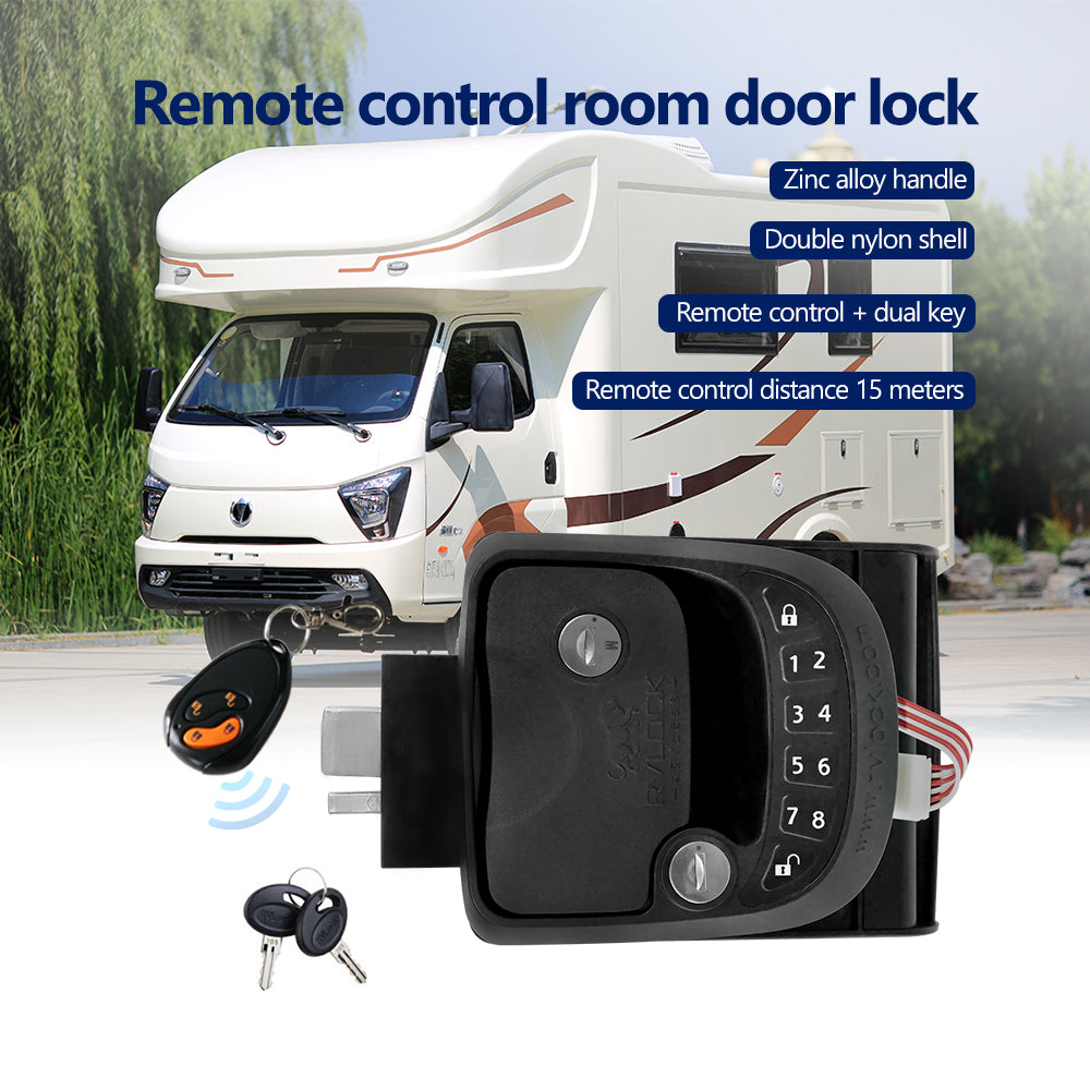 THALASSA RV Remote Control Lock Camper Caravan Trailer Entrance Door Latch Lock Knob Lock Tong Password Lock - THALASSA