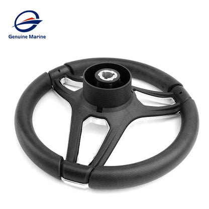 Genuine Marine Bright Silver stainless steel and PU leather Steering Wheel Special For Ship Yacht Boat