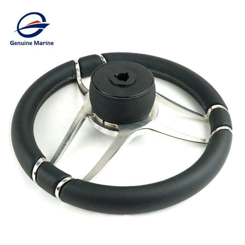 Genuine Marine 350mm S.S.316 316 And Leather Material Steering Wheel GM-HW-W3032