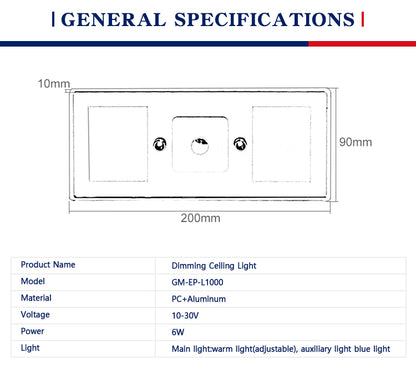 12V-24V 6W Ultra-Thin surface mount LED Acrylic Ceiling Light With Touch Dimmer