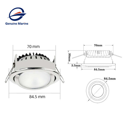 Genuine Marine 5W 250LM Yacht Recessed Ceiling Light Ultra Thin Warm light Downlight Stainless Steel Boat Light Boat LED Downlights GM-EP-L0117