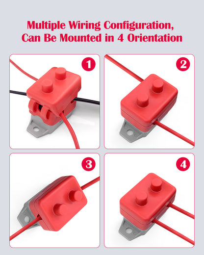  4 Pieces 20A Automatic Reset Circuit Breaker with Cover Stud Bolt, E518 Stud Type Circuit Breakers, DC 12V - 24V