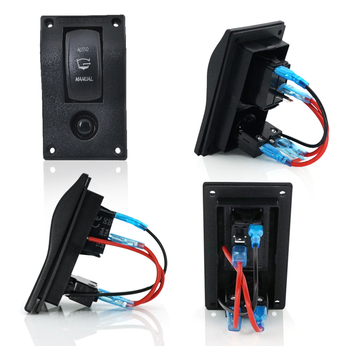 3-Position Bilge Pump Rocker Switch Panel, Automatic - Off - Manual Three Positions to Control The Pumps, DC 12v 24v with 10A Fuse Circuit Breaker, Auto/Hand-Driven with LED Indicator for Boat Ship