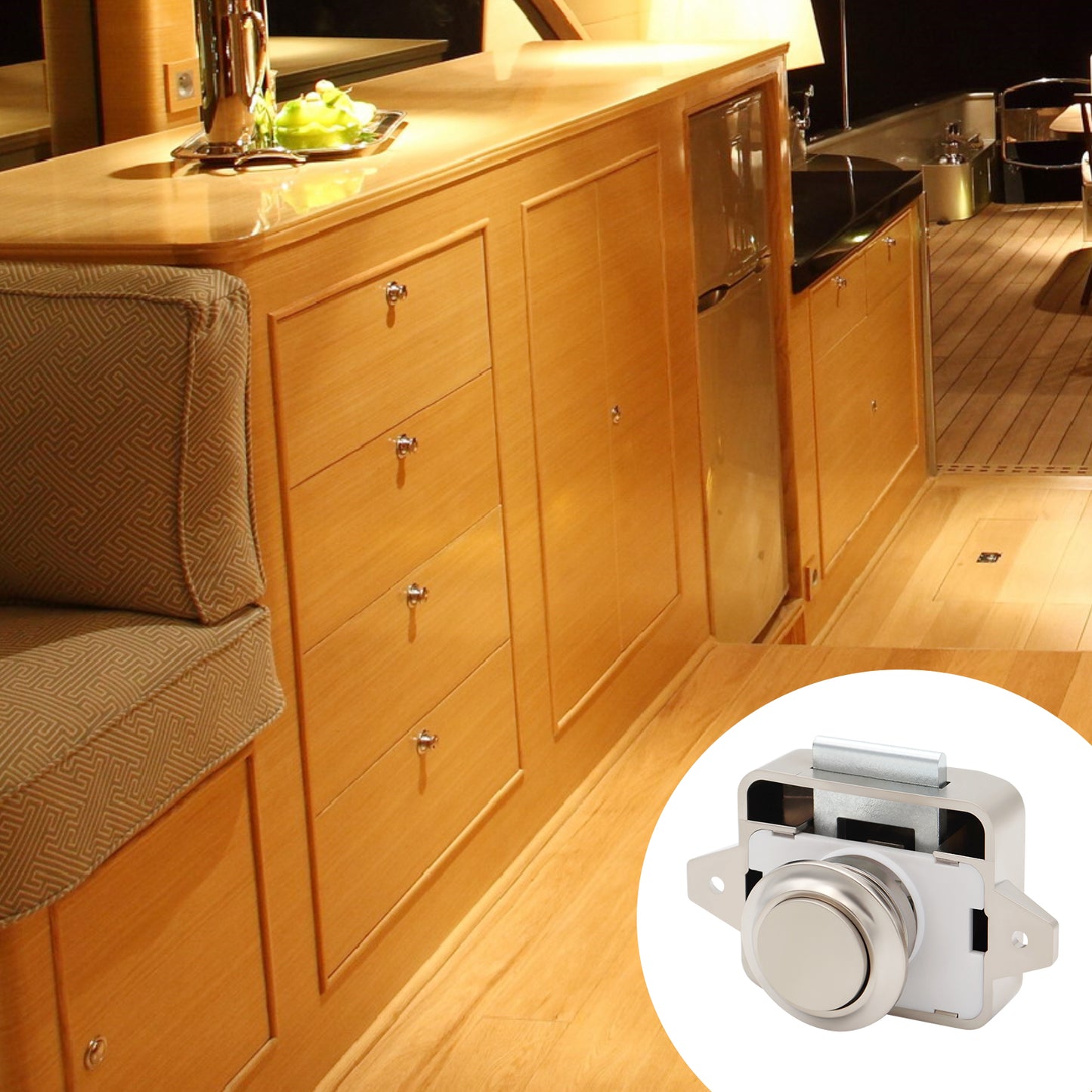 LENKRAD RV Push Button Cabinet Knobs, 5 Packs Push Button Cabinet Door Latch for Caravan Yacht Boat Motorhome Cabinet Drawer, ABS & Zinc Alloy - THALASSA