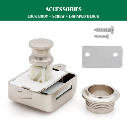 LENKRAD 10 Packs Push Button Latch for cabinets Keyless Push Button, Nickel Push Button Cabinet Door Latch for RV Motorhome Camper Caravan - THALASSA