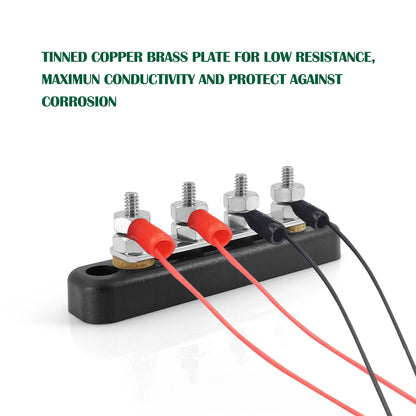 GenuineMarine  4 Position 250A DC/AC Copper Bus Bar Terminal Block for Yacht Boat Ship - THALASSA