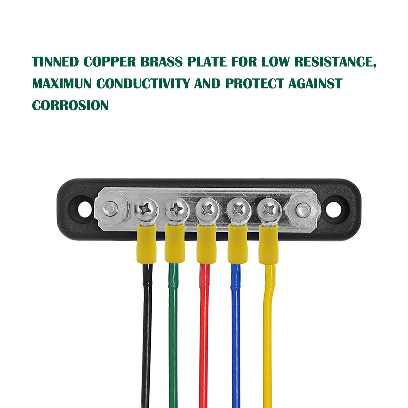 GenuineMarine 5 Terminal 300V 100A Bus Bar Kit - Heat Shrink Ring Terminals Included for Car Boat Marine Caravan RV - THALASSA