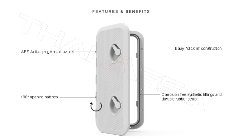 GenuineMarine-THALASSA 4/6/8 inch Round & Square Inspection Port Deck Cover Hatch Hand hole Cover Yacht Official Boat Speedboat Motorhome - GenuineMarine