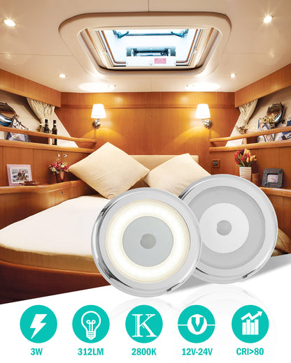 2/4/6pk RV Boat 10-30V Touch Ceiling LED Light Soft White Full Aluminum Tap Light Yacht Marine RV - THALASSA