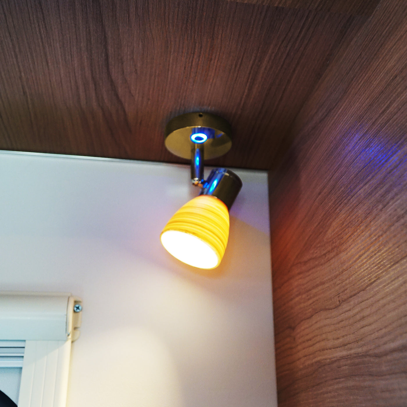 THALASSA 12V Reading Light Teak Color Glass Dimmer Touch Adjustable with/without USB Port - THALASSA