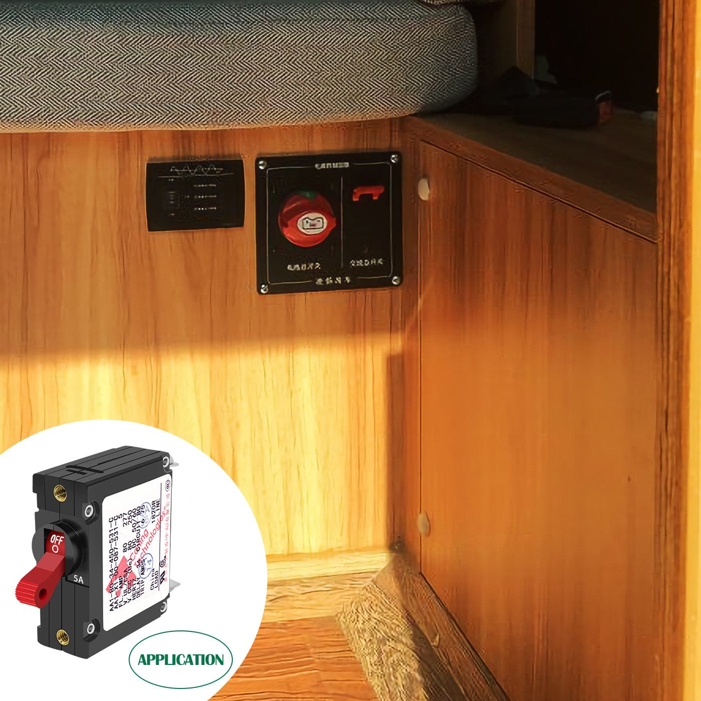 GenuineMarine 5/10/15/20/25/30/35/40/50A Toggle Electric Magnetic Circuit Breaker ON/Off One Pole Red Handle - THALASSA