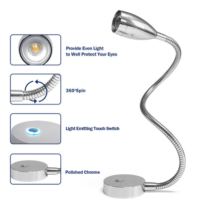 THALASSA 12/24V Touch Adjustable Switch 360° LED Reading Light with/without USB Port for Yacht Ship Villa Hotel - THALASSA