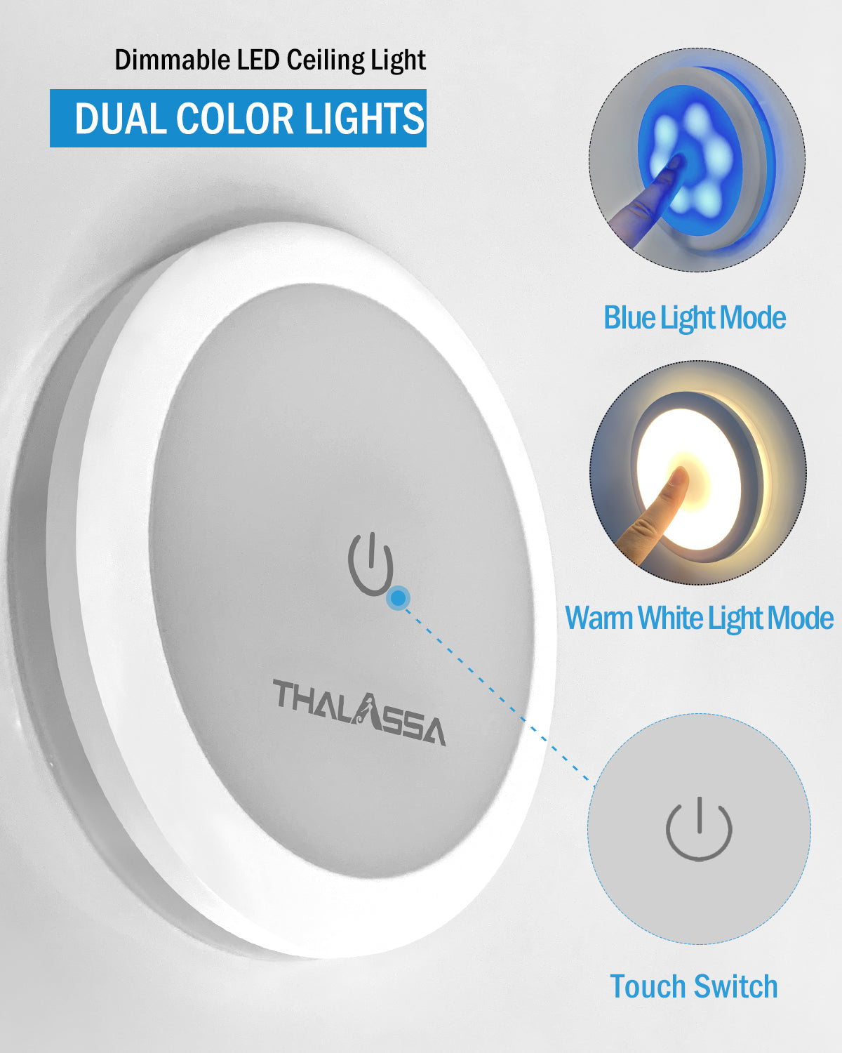 Dual Color 12v Led Boat Ceiling Light with Dimmable Touch Switch Surfa – Thalassa Marine