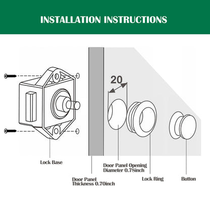 LENKRAD 10 Packs Push Button Latch Door Latch, Nickel Push Button Cabinet Knobs for Caravan Yacht Boat Motorhome Cabinet Drawer, ABS & Zinc Alloy - THALASSA