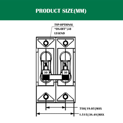 LENKRAD A-Series Red Toggle Circuit Breaker - Double Pole 5A - THALASSA