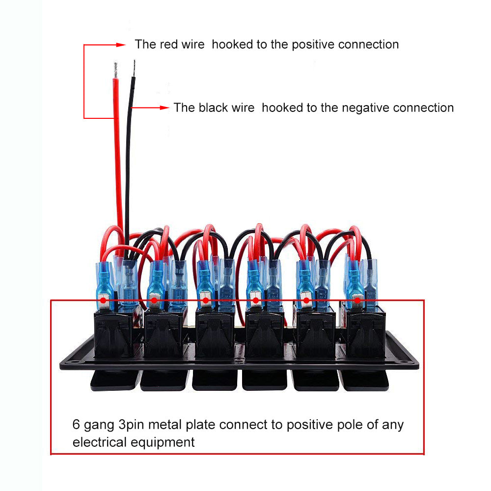 4/6/8 Gang Rocker Switch Panel Waterproof with Fuse - GenuineMarine