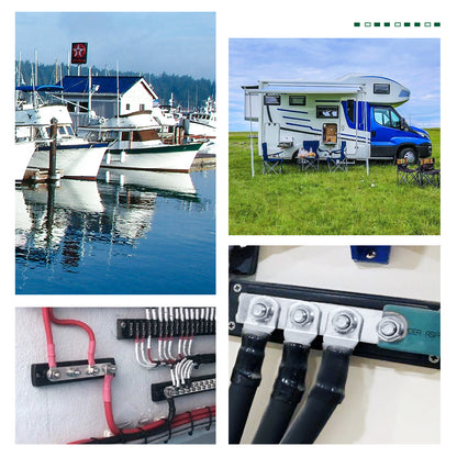 GenuineMarine  4 Position 250A DC/AC Copper Bus Bar Terminal Block for Yacht Boat Ship - THALASSA