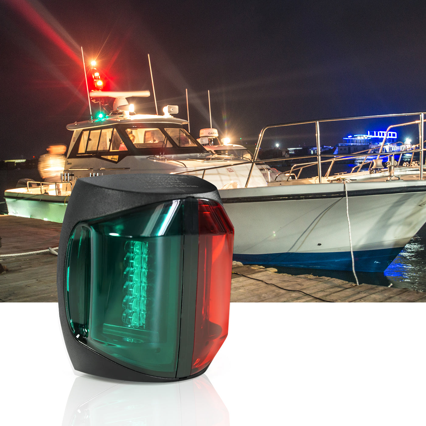 GenuineMarine 12V DC 2W LED Bi-Color Navigation Light 2 Nautical Miles for Yacht Boat - THALASSA