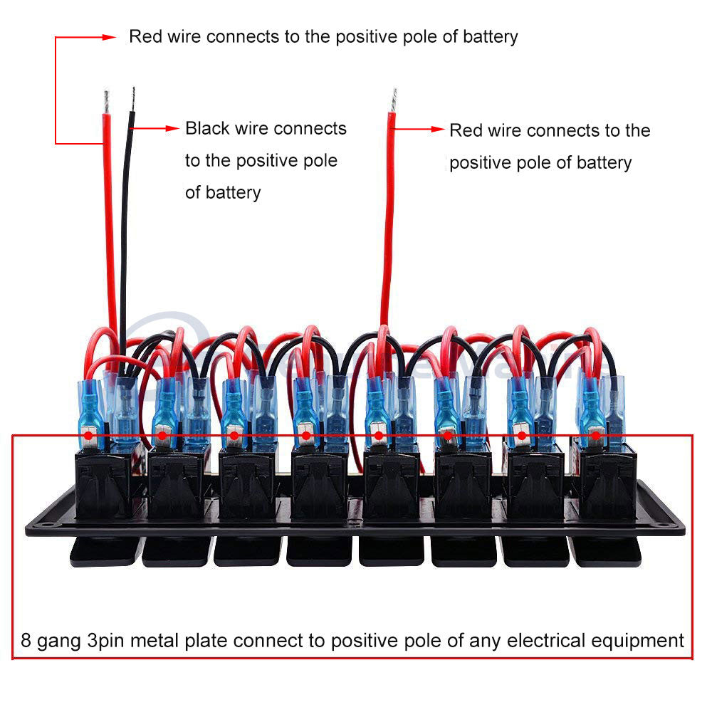 4/6/8 Gang Rocker Switch Panel Waterproof with Fuse - GenuineMarine