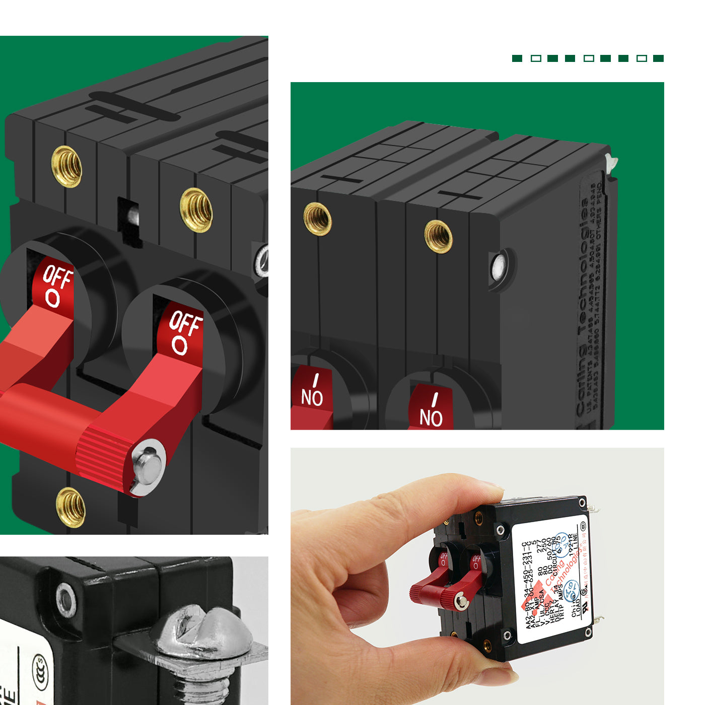 LENKRAD A-Series Red Toggle Circuit Breaker - Double Pole 5A - THALASSA
