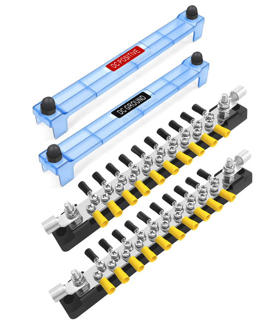 LENKRAD 20 Power/Ground Distribution Block Bus Bar, Marine Bus Bar, 150 Amp Battery Terminal Distribution Block for Automotive and RV Solar Wiring, Ground Bus Bar Kit, 2 Packs