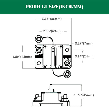 LENKRAD 180 Amp Circuit Breaker 12V with Manual Reset Switch Button for Boat Marine RV Yacht, Boat Circuit Breakers 12V - 48V DC, Waterproof(Surface Mount) - THALASSA