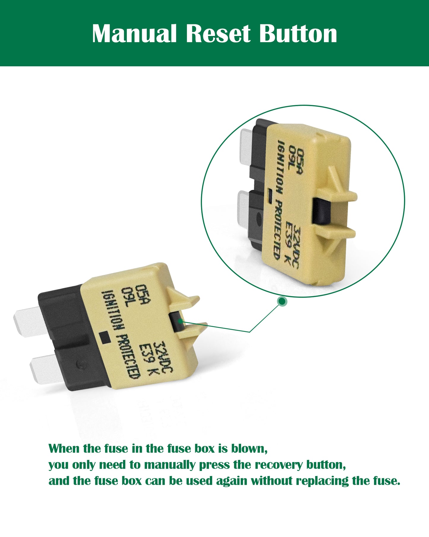 LENKRAD 5 Amp Resettable Fuse Low Profile ATC/ATO 5A Circuit Breaker Fuse 12V-32V DC, 5 Packs - THALASSA