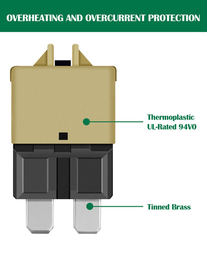LENKRAD 5 Amp Resettable Fuse Low Profile ATC/ATO 5A Circuit Breaker Fuse 12V-32V DC, 5 Packs - THALASSA