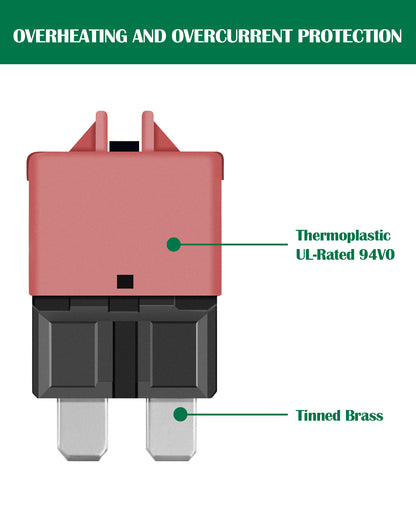 LENKRAD 10 Amp Resettable Fuse Breaker Fuse Low Profile ATC/ATO 10A Manual Reset Fuses 12V-32V DC, 5 Packs - THALASSA