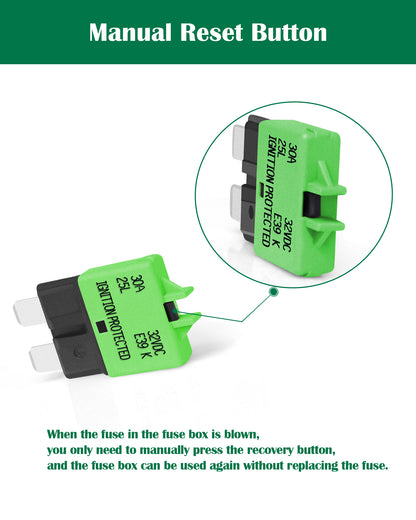 LENKRAD 30 Amp Breaker Fuse Low Profile ATC/ATO 30A Resettable Fuse 12V-32V DC, Fuse Kit 5 Packs - THALASSA