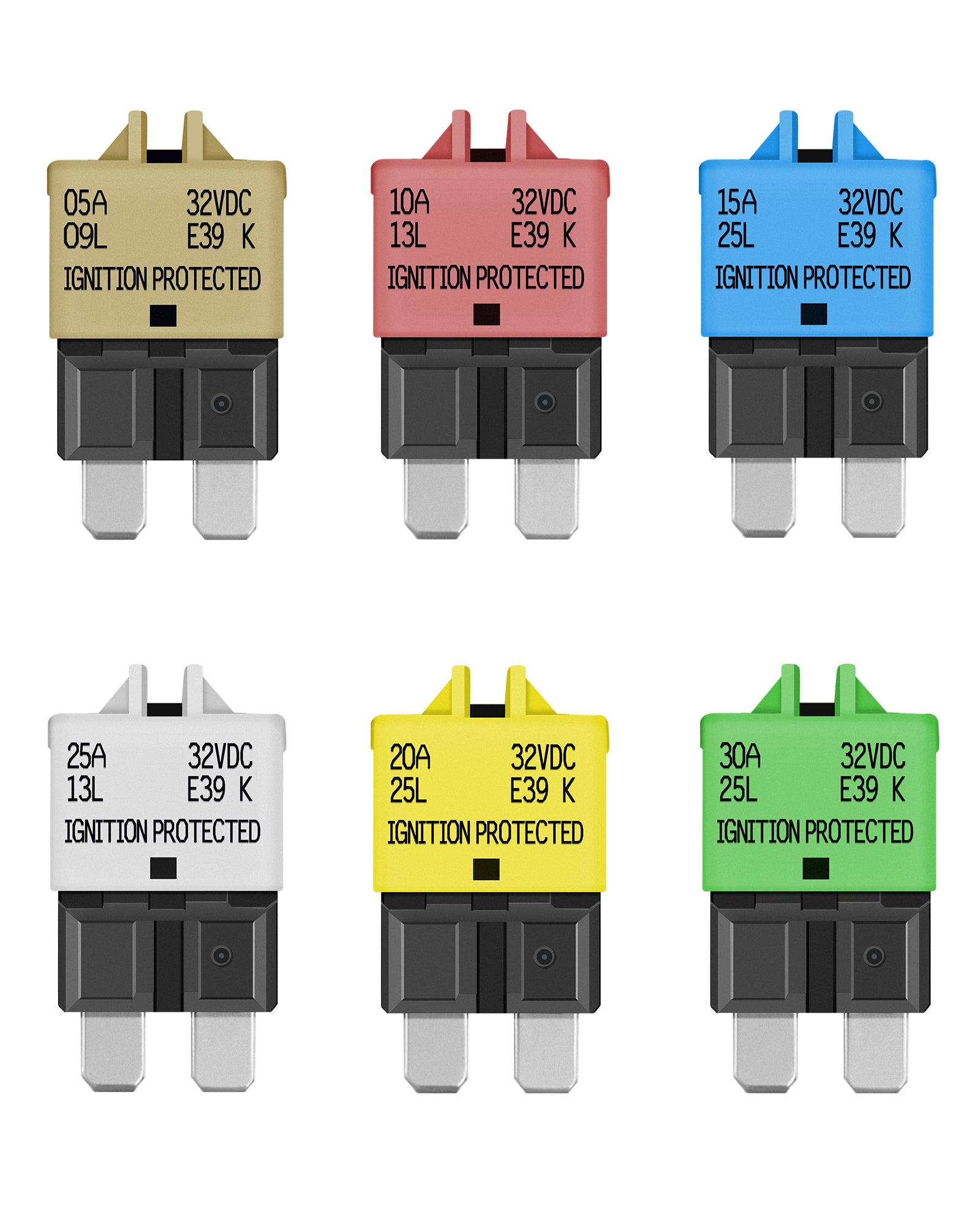 LENKRAD 6 Packs Fuse Circuit Breaker Low Profile ATC/ATO Resettable Fuse 5A 10A 15A 20A 25A 30A (Mixed), 12V-32V - THALASSA