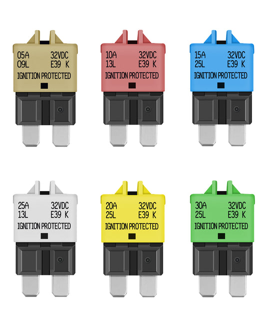 LENKRAD 6 Packs Fuse Circuit Breaker Low Profile ATC/ATO Resettable Fuse 5A 10A 15A 20A 25A 30A (Mixed), 12V-32V - THALASSA