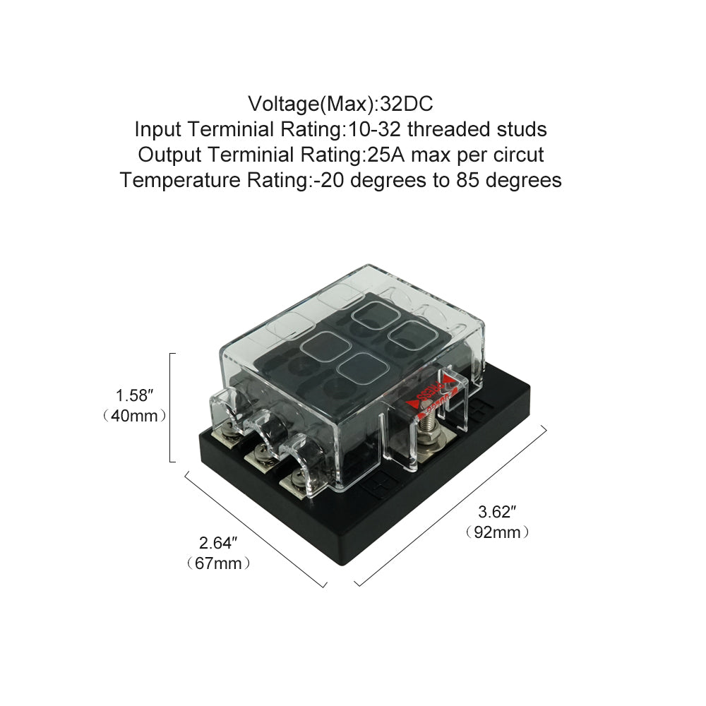 6 bit ATS Fuse Holder with Protective Cover & Label - GenuineMarine