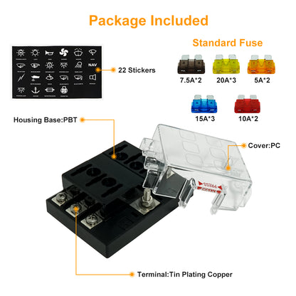 6 bit ATS Fuse Holder with Protective Cover & Label - GenuineMarine