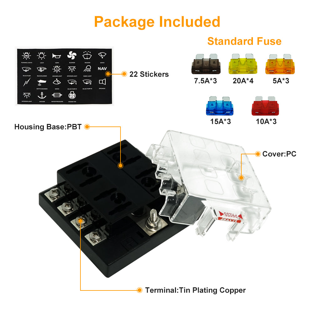 8 Way Blade ATO/ATC/ATS Fuse Junction Box - GenuineMarine
