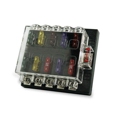 10 Circuit RV Blade Fuse Box Holder with Waterproof Cover - GenuineMarine